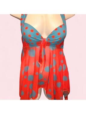 Ocean Pacific Women's Red and Blue Bikini-and-tankini-top